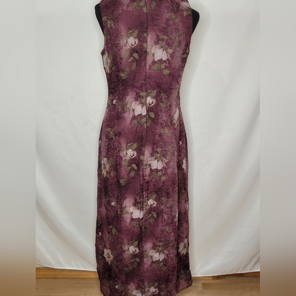 Dressbarn Vintage Floral Crimped Crepe Maxi Dress - Size 8 - Picture 4 of 8